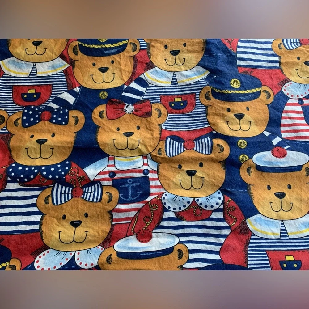 Vintage California Kids Pillow Sham Pillowcase Nautical Teddy Bears Americana